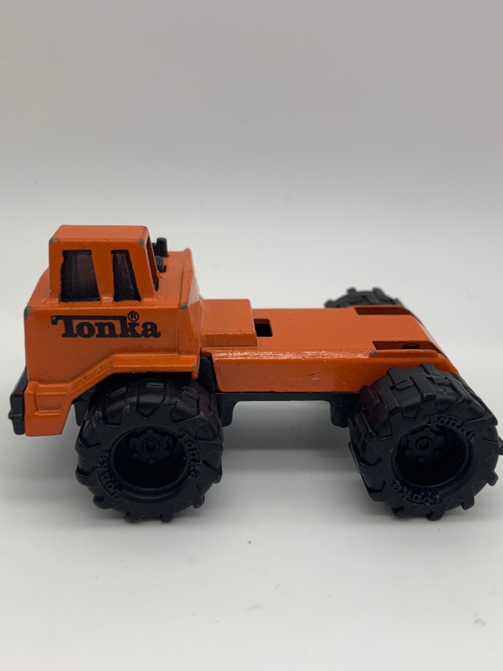Vintage 1992 Orange Metal Tonka Corp. Small Retro Truck Toy